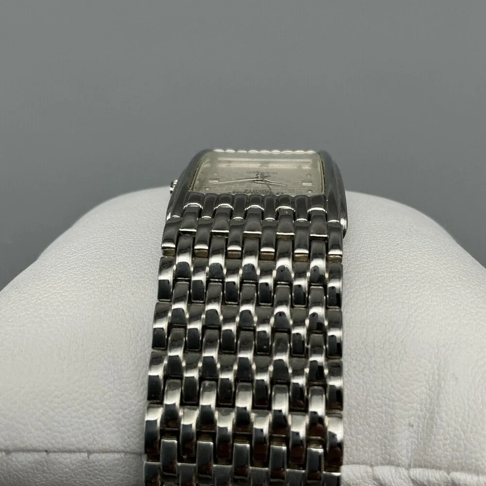 Gruen Precision Mens Watch 22mm Silver Tone Rectangle Dial New Battery 8.25
